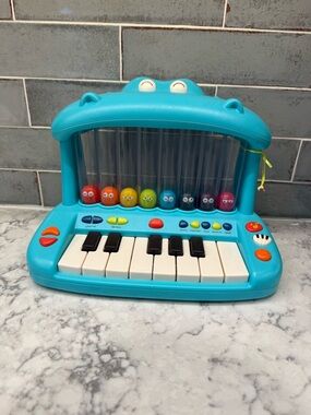 Blue Kids Musical Piano Toy with Colorful Pop-Up Characters